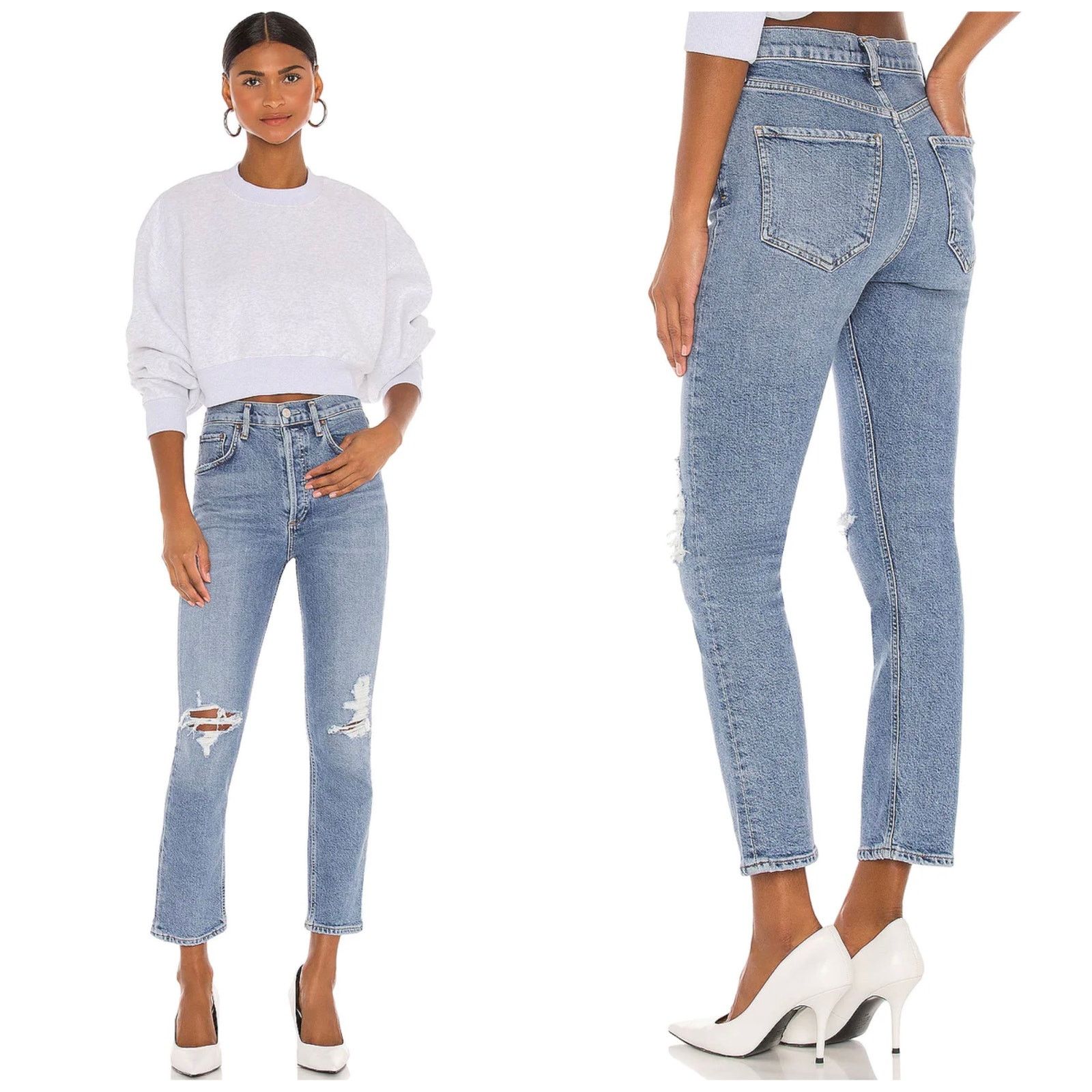 AGOLDE Riley High Rise Straight Crop Jean Whiplash
