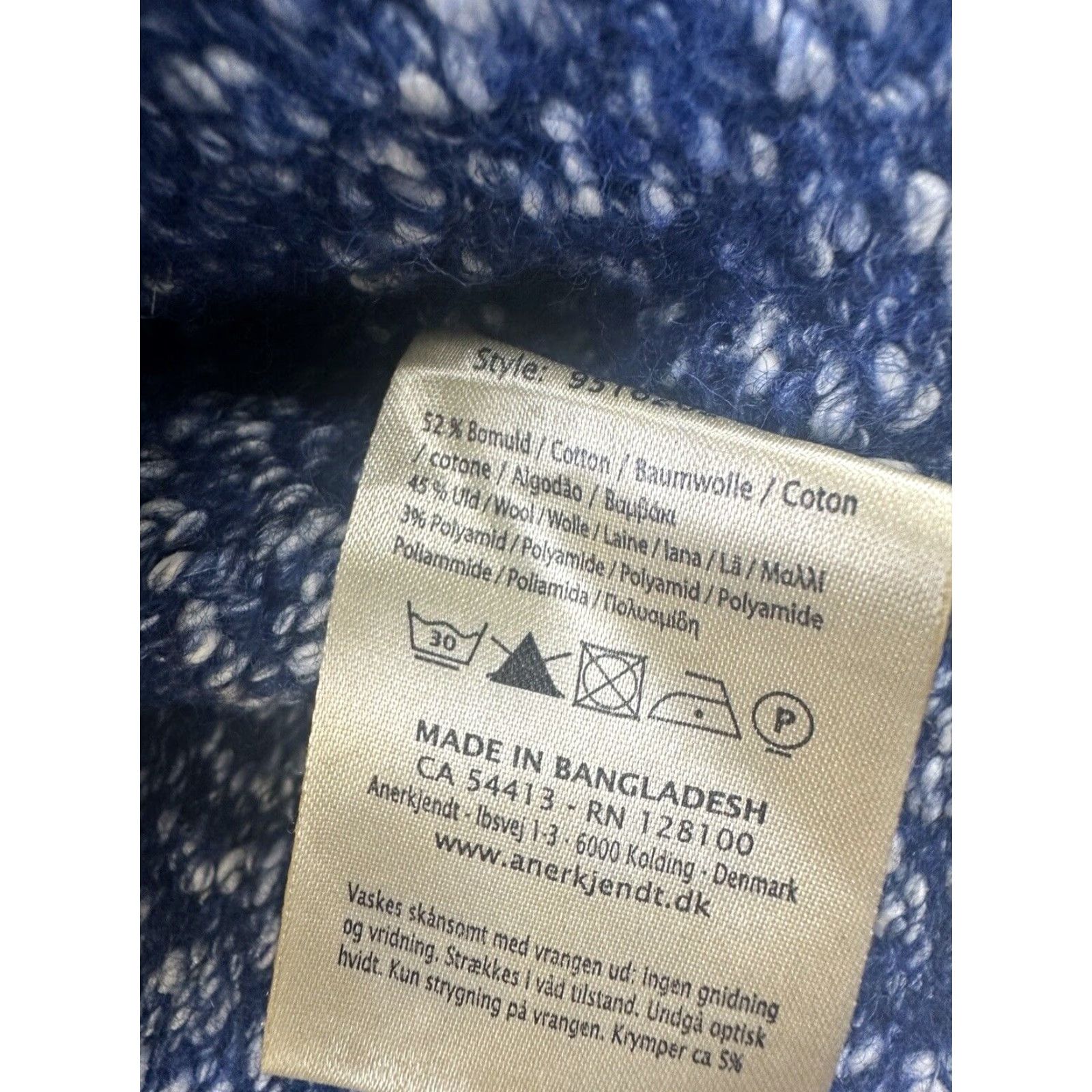 Anerkjendt Anerkjendt Blue Cotton Wool Blend Pullover Sweater Mens Medium Size US M / EU 48-50 / 2 - 6 Thumbnail