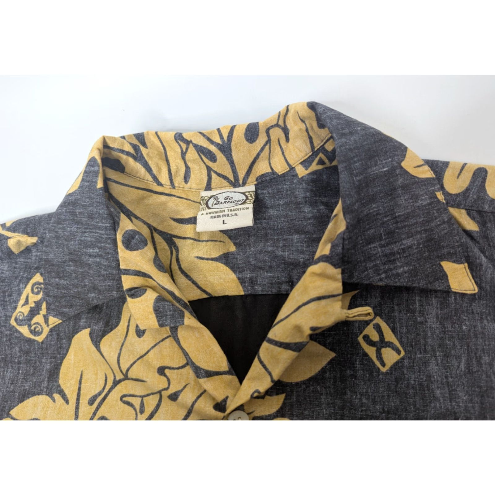 Vivobarefoot VTG Go Barefoot Shirt Mens Large Yellow Palm Reverse Hawaiian Aloha Collar Button-Up Short Sleeve Floral Pattern Made In Hawaii Tropical Vintage: No Size US L / EU 52-54 / 3 - 6 Thumbnail