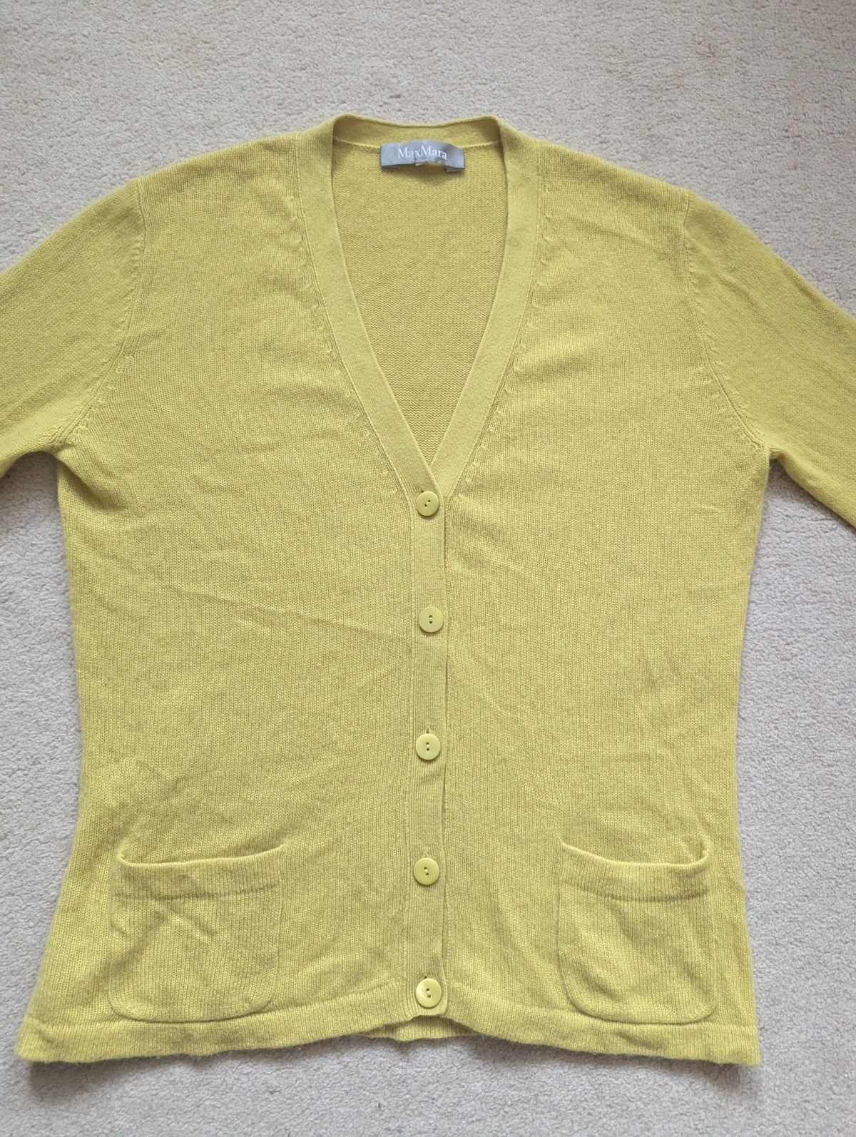 Max Mara Max Mara Cashmere Yellow Cardigan Sweater Size M-L “Japan” Size L / US 10 / IT 46 - 3 Thumbnail