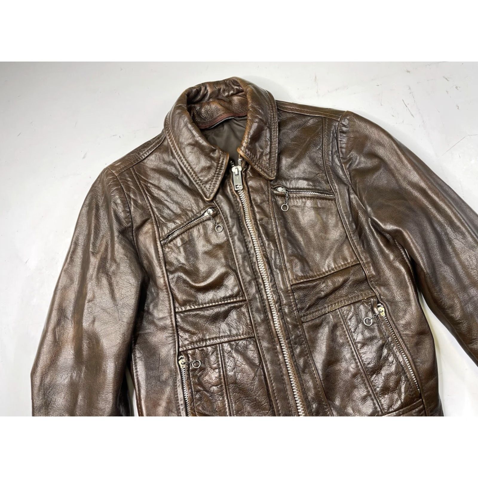 Vintage VINTAGE Lesco Motorcycle Jacket Brown Leather Zipper Womens Size 9 Size M / US 6-8 / IT 42-44 - 2 Thumbnail