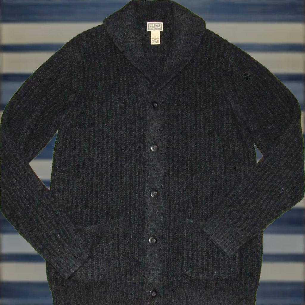 Vintage LL BEAN Indigo Blue Ribbed Lambswool Shawl Cardigan Sweater Medium Cardigan Mens M Indigo Blue LL BEAN Ribbed Lambswool Shawl Cardigan Medium Size US M / EU 48-50 / 2 - 1 Thumbnail