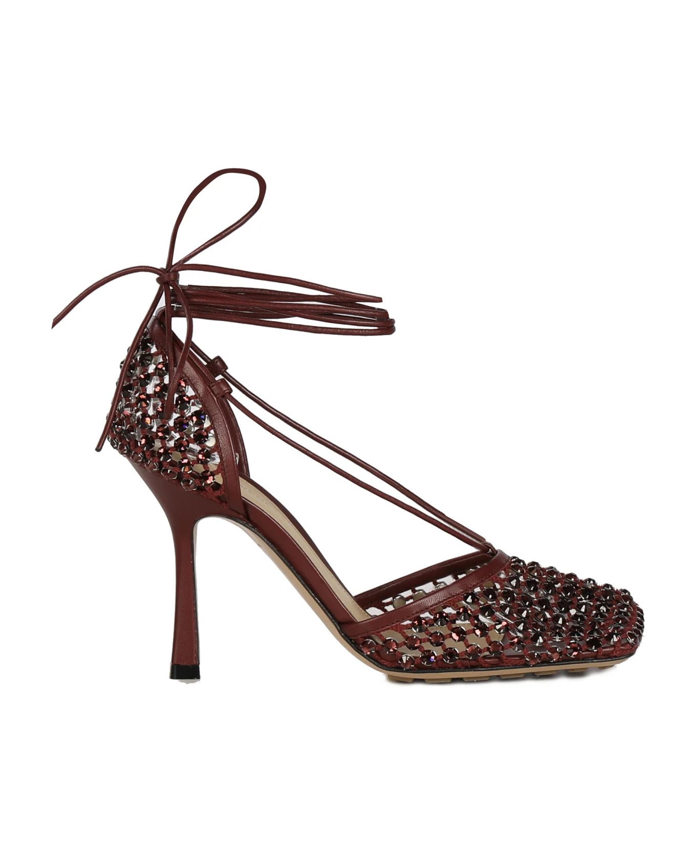 Bottega Veneta o1bcso1str0924 Stretch Lace-Up Sandal in Burgundy Size US 10.5 / IT 40.5 - 1 Thumbnail