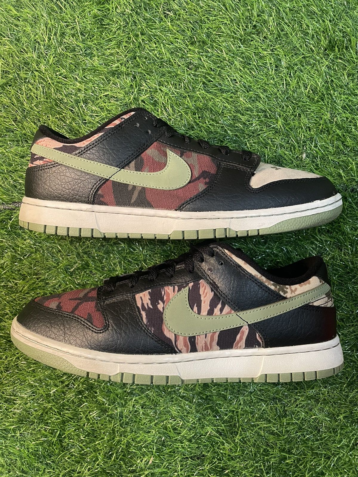 image of Nike Dunk Low Camo Shoes, Men's (Size 10.5)