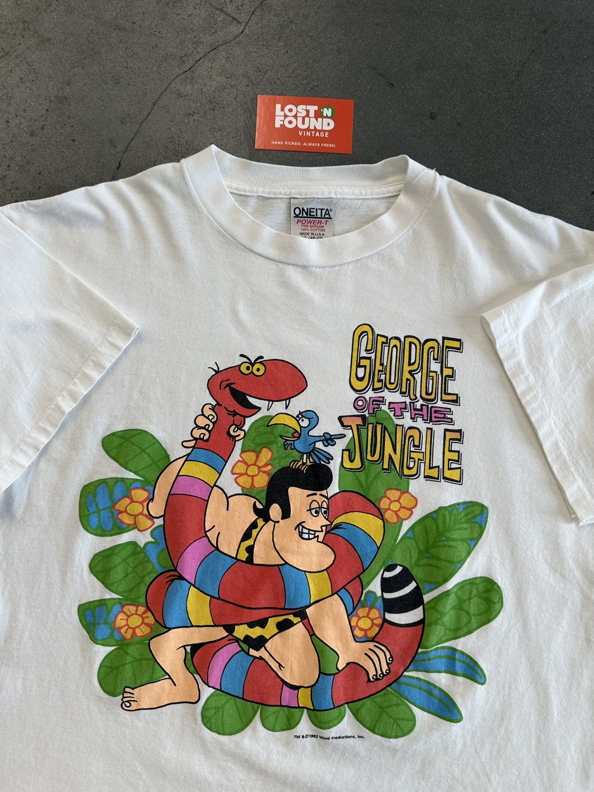 Disney × Vintage 1992 Vintage George Of The Jungle Cartoon Tee Size US XL / EU 56 / 4 - 4 Thumbnail
