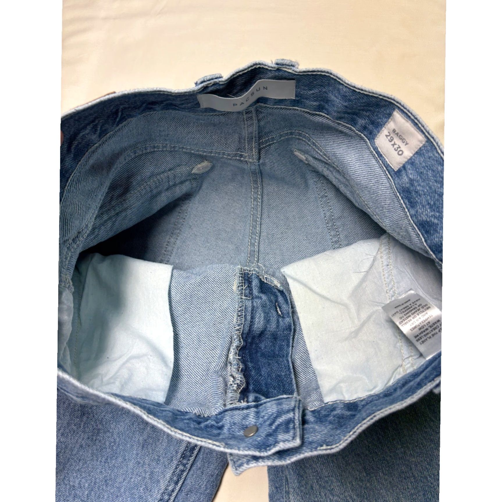 Pacsun PacSun Baggy Carpenter Jeans Women's 29x30 Light Wash Utility Pockets Wide Leg Size 29" - 4 Thumbnail