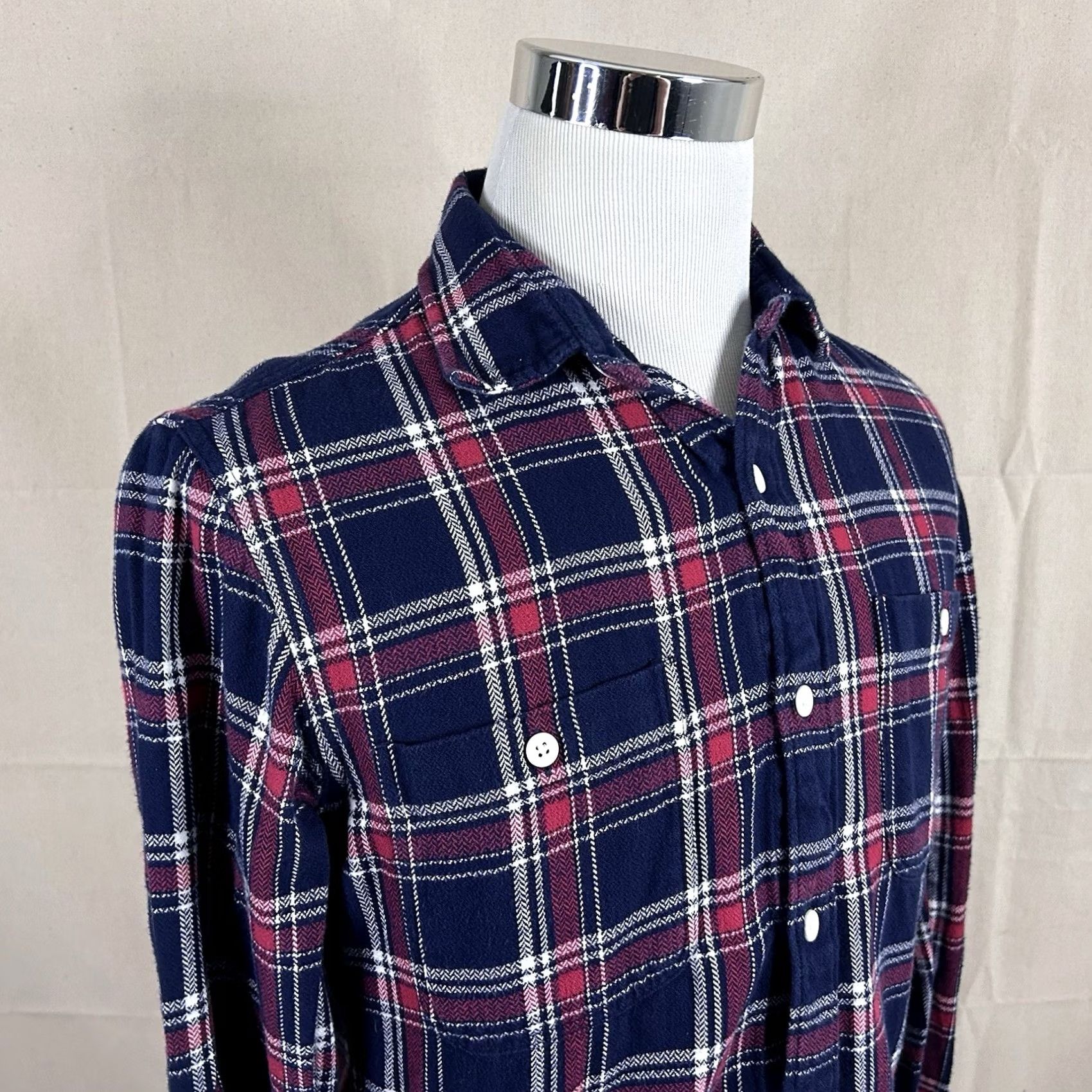Bonobos Bonobos Medium Tailored Fit Flannel Shirt Plaid Blue White Red Button-Up Size US M / EU 48-50 / 2 - 2 Thumbnail