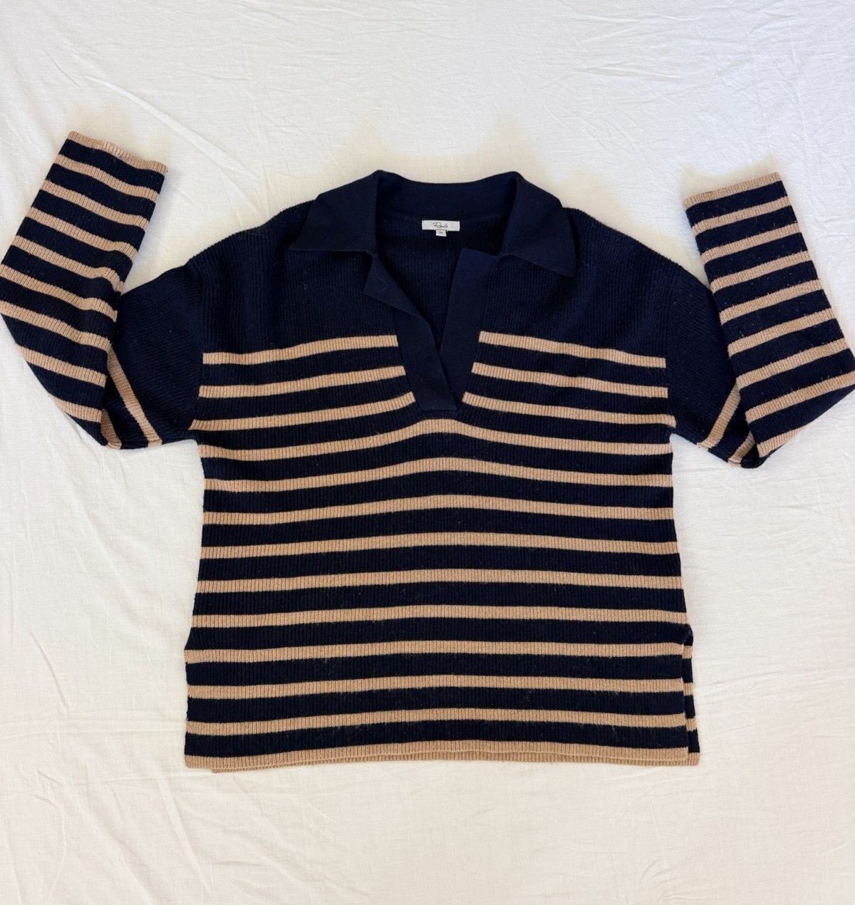 Rails Rails Harris Camel Navy Stripe Wool Cashmere Sweater Size M / US 6-8 / IT 42-44 - 7 Thumbnail