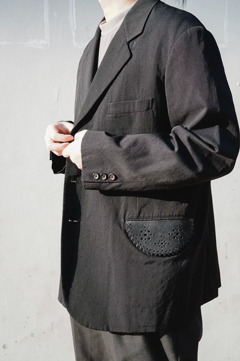 Yohji Yamamoto Yohji Yamamoto Yohji Yamamoto Black Blazer with Leather Po Size US S / EU 44-46 / 1 - 3 Thumbnail