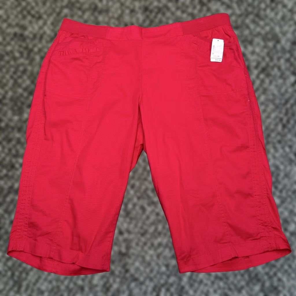 Vintage CJ Banks Capri Pants Womens 22W Red High Rise Knit Cotton Spandex Plus 17in Inseam Straight Leg NWT Size 40" / US 18 - 1 Thumbnail