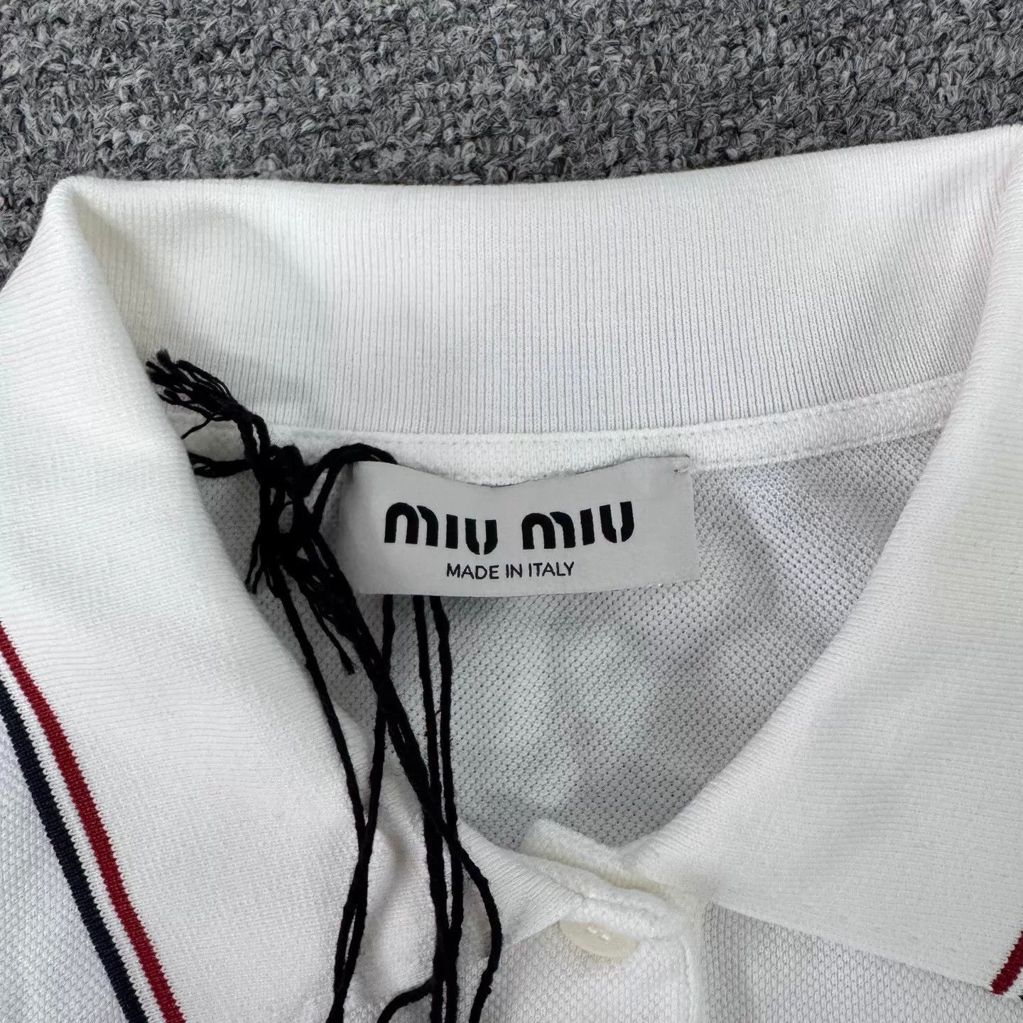 Miu Miu MIU MIU Striped Collar Logo Long Sleeve Polo L New w/ Tags Size US L / EU 52-54 / 3 - 6 Thumbnail