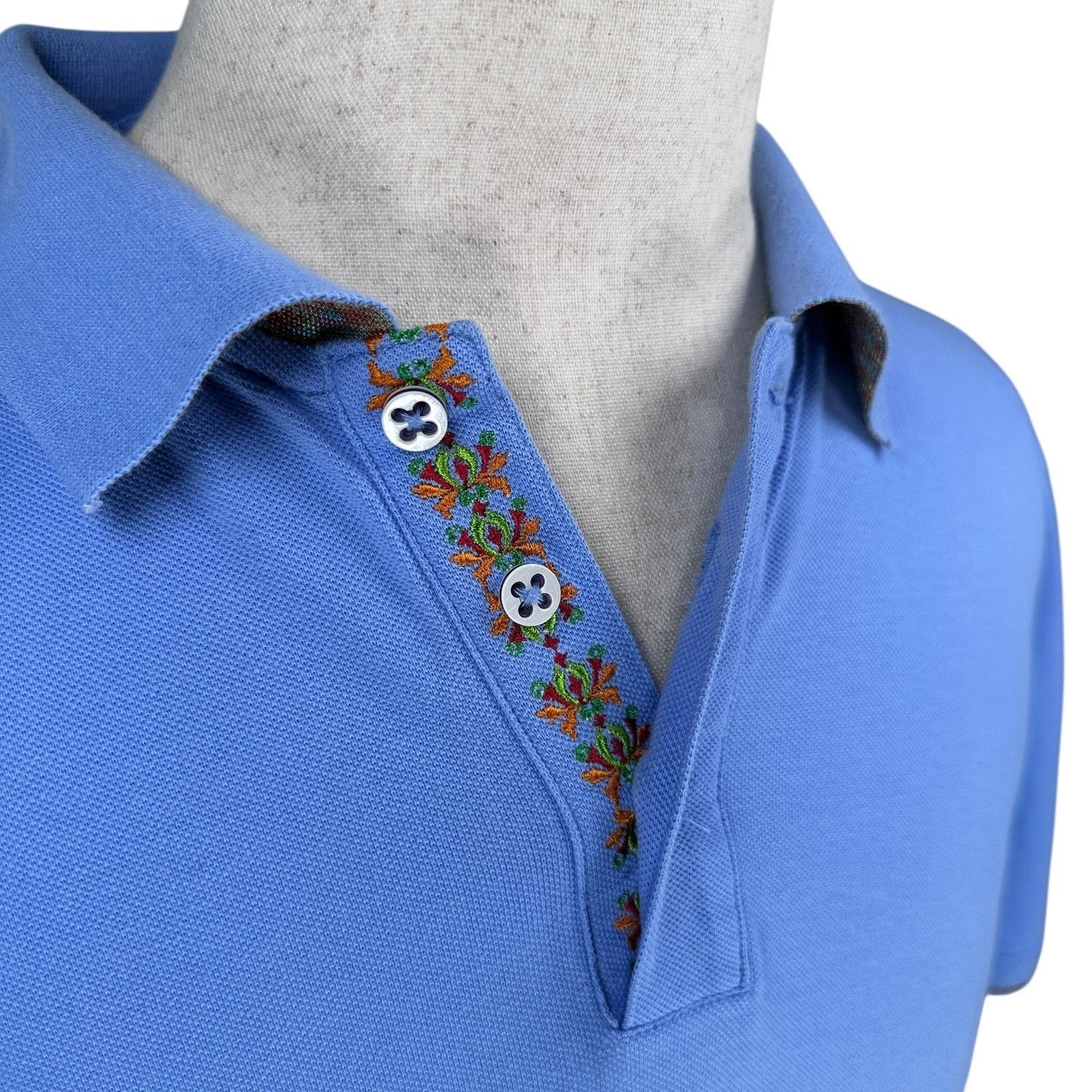 Robert Graham Robert Graham Polo Shirt Mens 2XL Blue Floral Cotton Golf Size US XXL / EU 58 / 5 - 2 Thumbnail