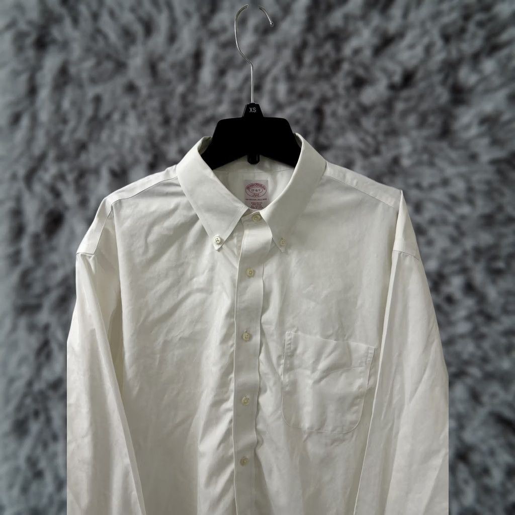 Brooks Brothers Brooks Brothers Original Polo Shirt Mens 17 White Non Iron Button Up L/S Shirt Dress Shirt Regular 100% Cotton Size US XL / EU 56 / 4 - 1 Thumbnail
