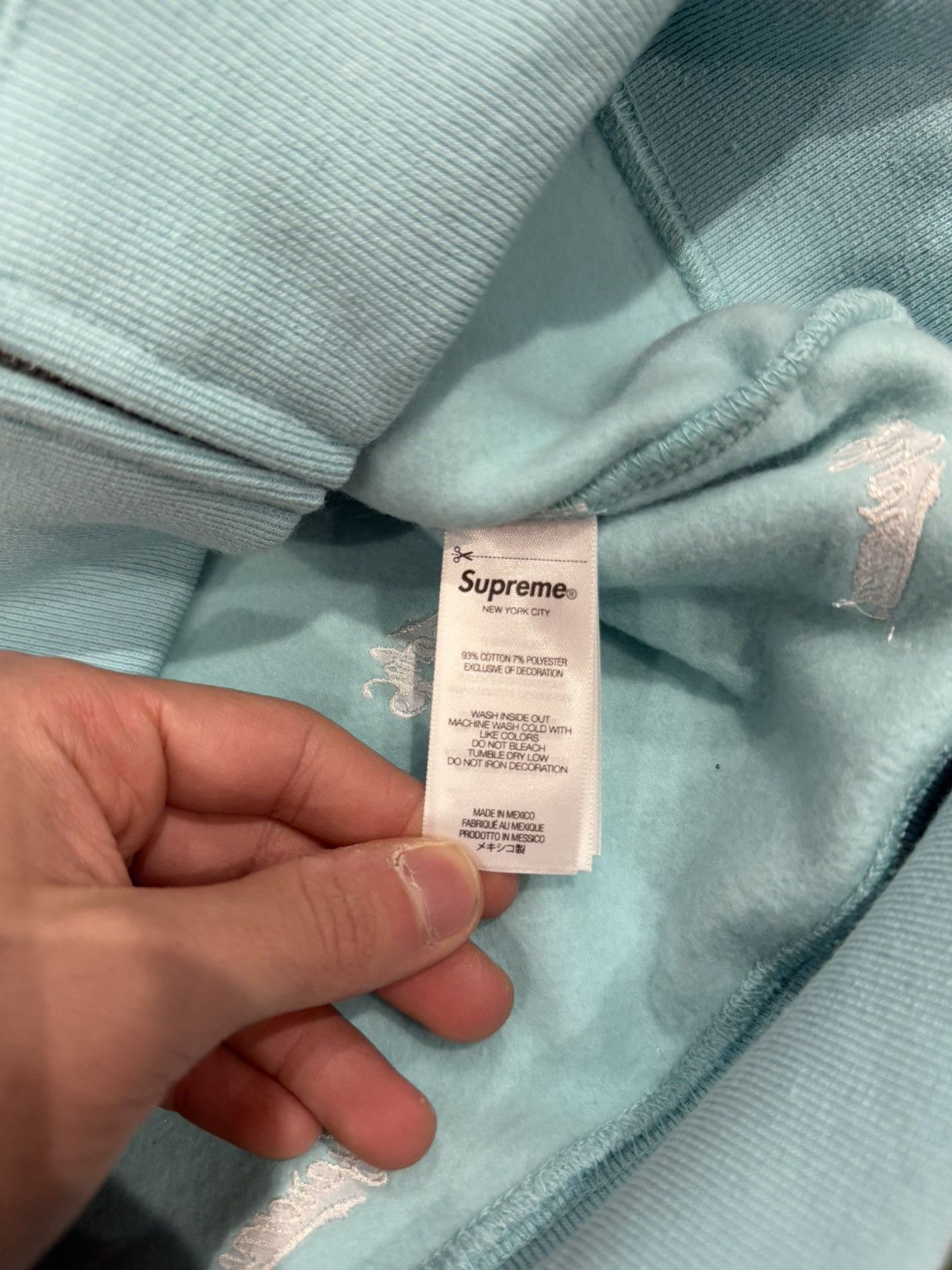 Supreme Supreme Repeat Script Zip Up Hoodie Light Blue Size US M / EU 48-50 / 2 - 8 Thumbnail