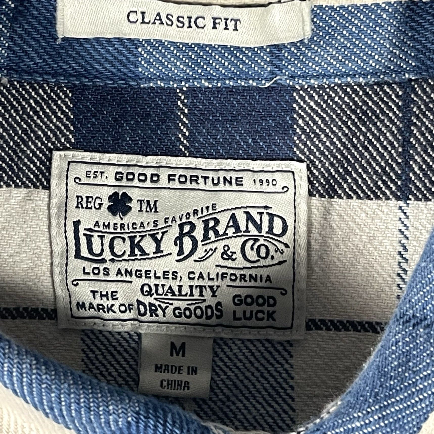 Lucky Brand Lucky Brand Button-Up Shirt Mens Blue White Plaid Long Sleeve Size M Medium Button-Down Collared Western Casual Workwear Snap Pearl Snap Size US M / EU 48-50 / 2 - 5 Thumbnail