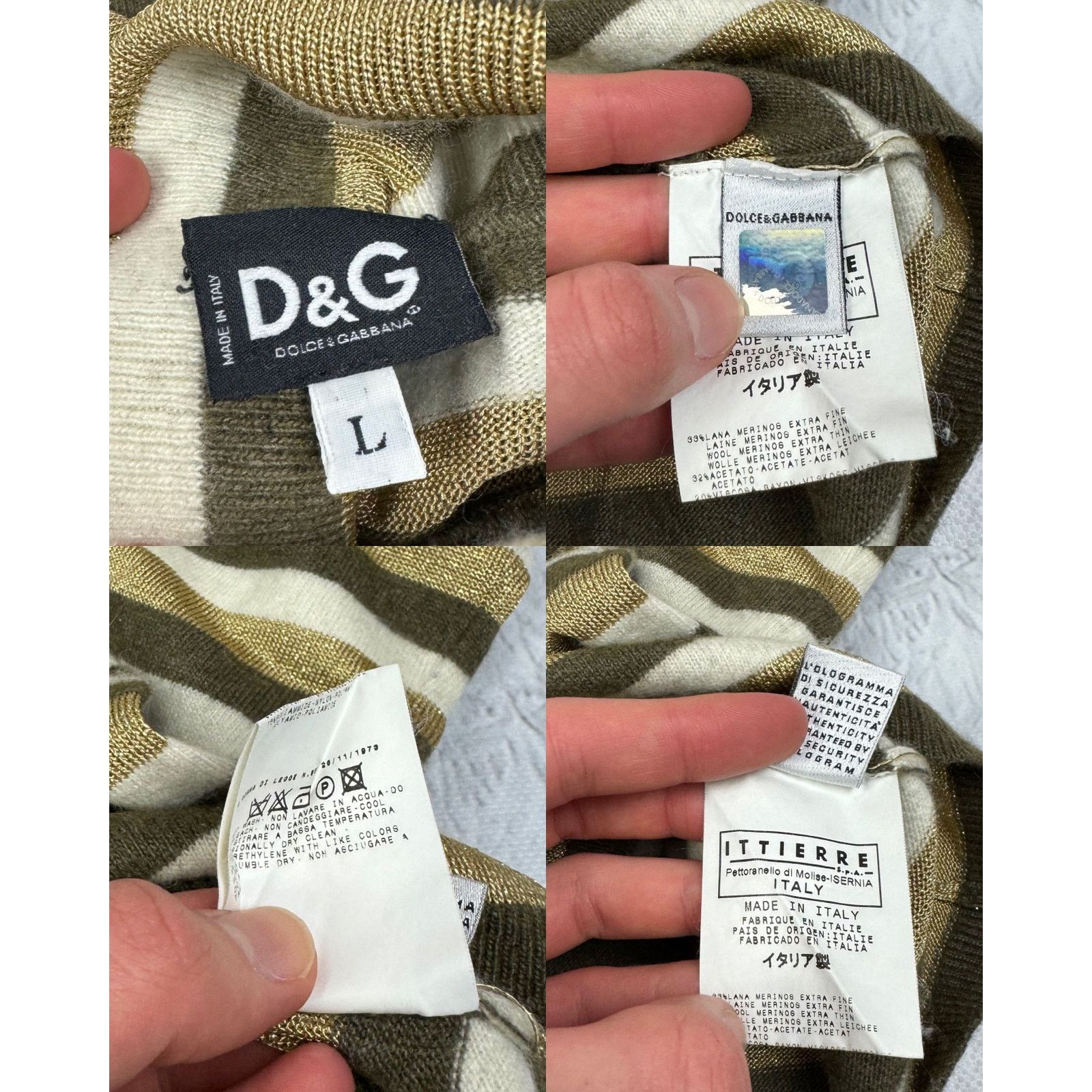 Dolce & Gabbana Dolce & Gabbana Womens Wool Striped Knit Turtle Neck Sweater Size L / US 10 / IT 46 - 3 Thumbnail