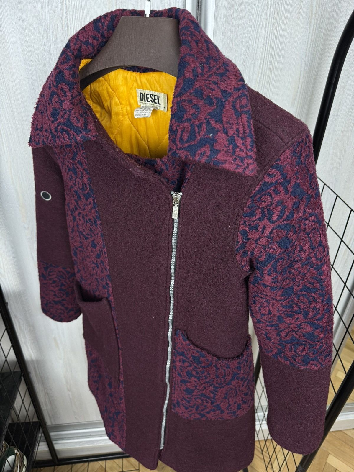 Diesel Diesel vintage 90s y2k burgundy biker wool coat patchwork Size M / US 6-8 / IT 42-44 - 5 Thumbnail