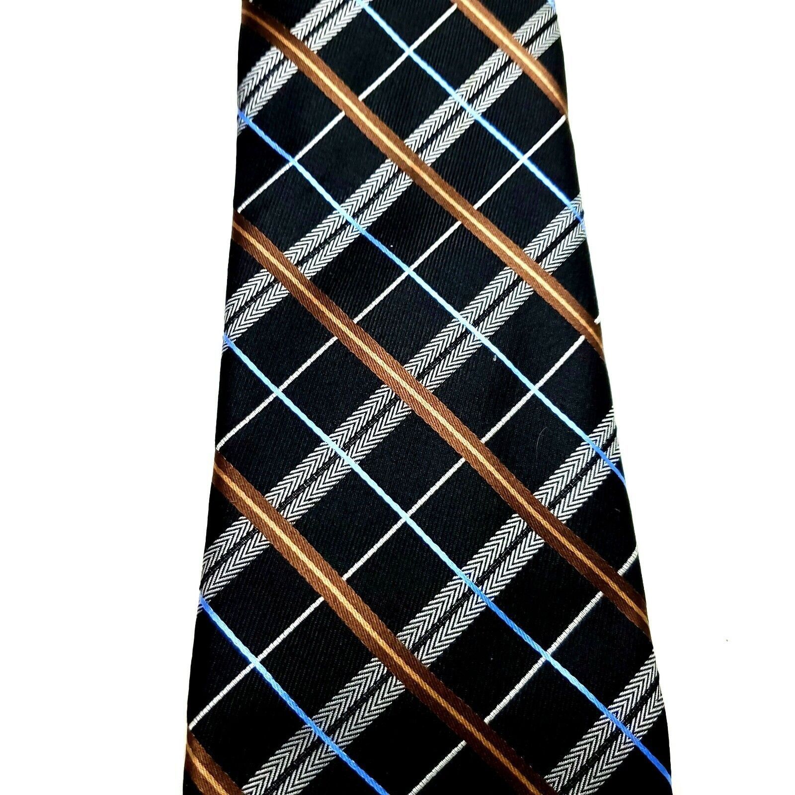 Nautica Nautica Silk Tie Woven Black Plaid Short Size ONE SIZE - 2 Thumbnail
