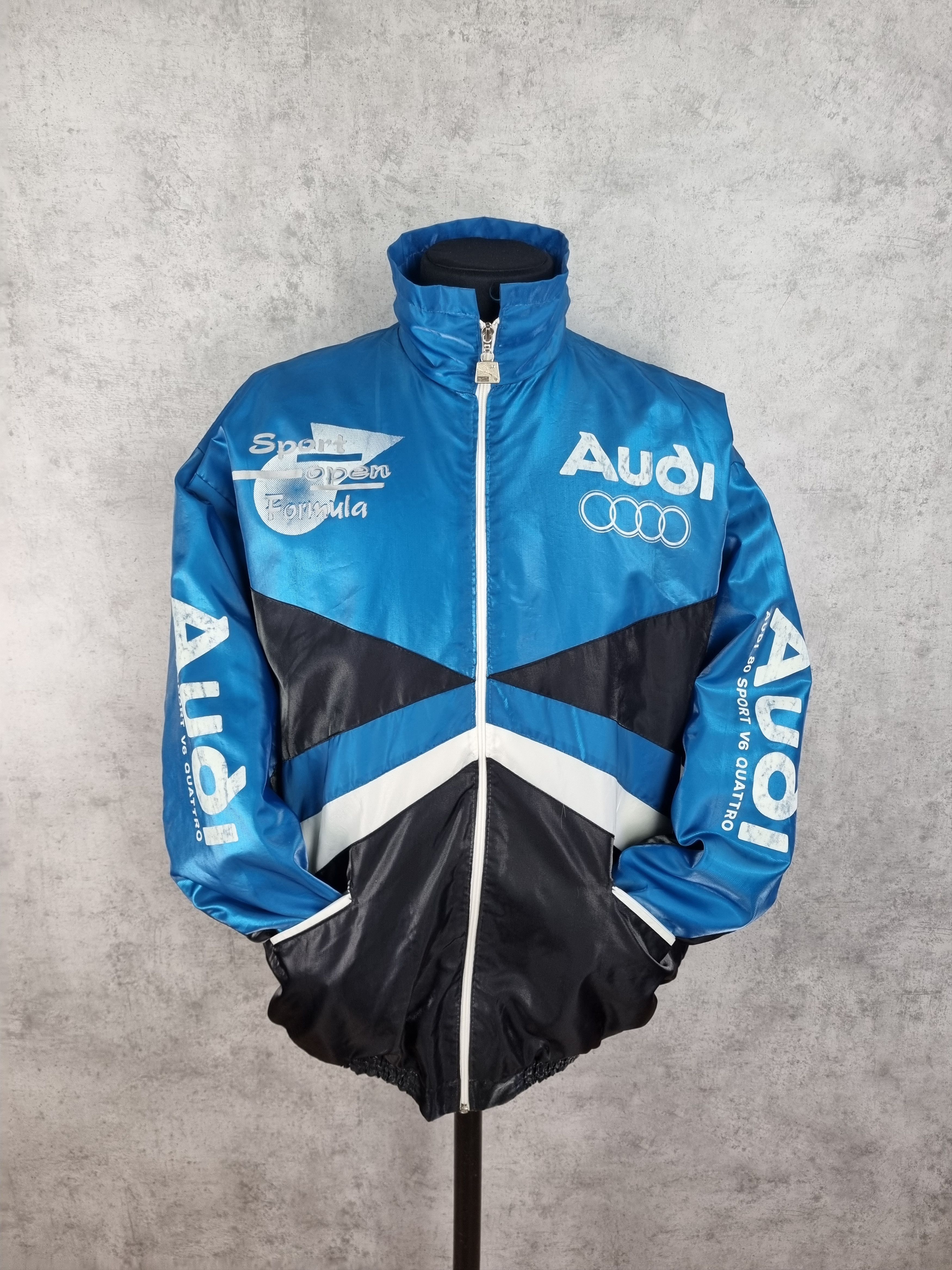 Audi × Vintage 80 Audi Sport V6 Quatro Nylon Vintage Moto Jacket Size US XXL / EU 58 / 5 - 5 Thumbnail