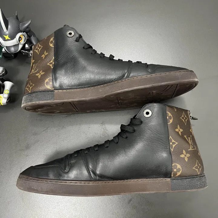 Louis Vuitton Louis Vuitton Black Leather High-Top Sneakers -2508 Size US 8 / EU 41 - 7 Thumbnail