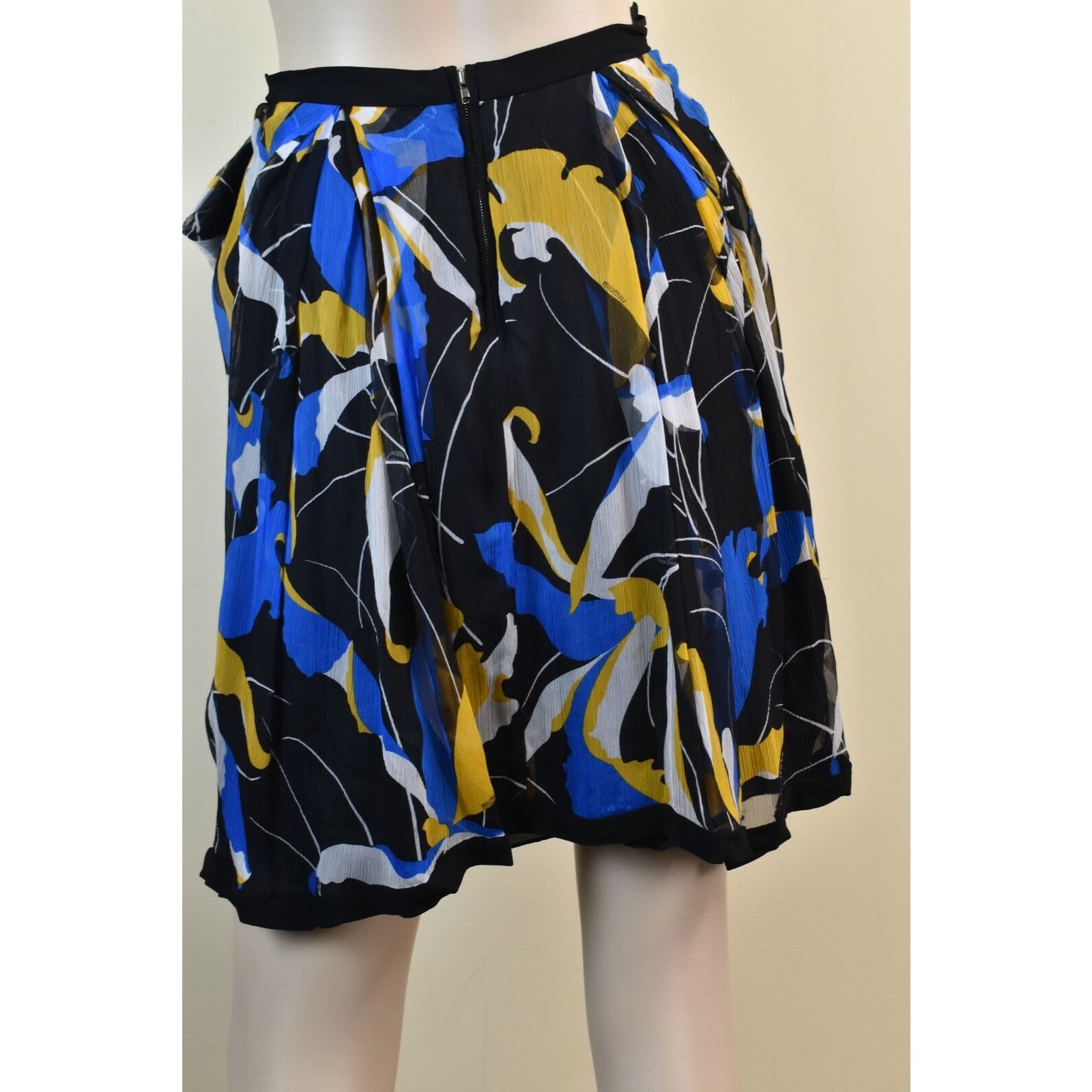 Miu Miu MIU MIU PRADA BLACK FLORAL CHIFFON ZIP SHORT SKIRT 38 2 IT Size 26" / US 2 / IT 38 - 5 Thumbnail