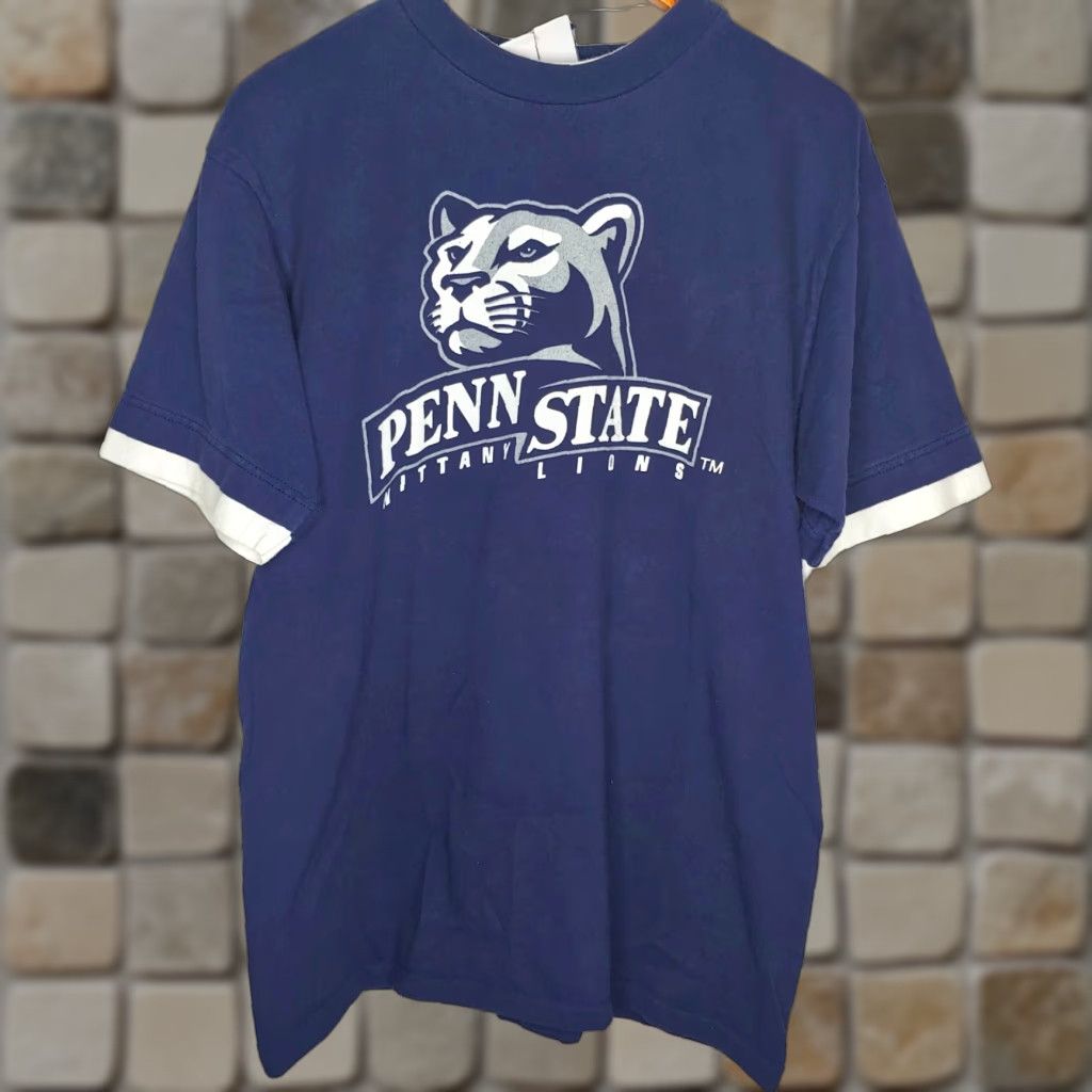 Vintage VINTAGE Morning Sun Penn State Shirt Large Navy Blue 90s Nittany Lions T-Shirt Mens Vintage Penn State College Sports Graphic Shirt Size US L / EU 52-54 / 3 - 1 Thumbnail