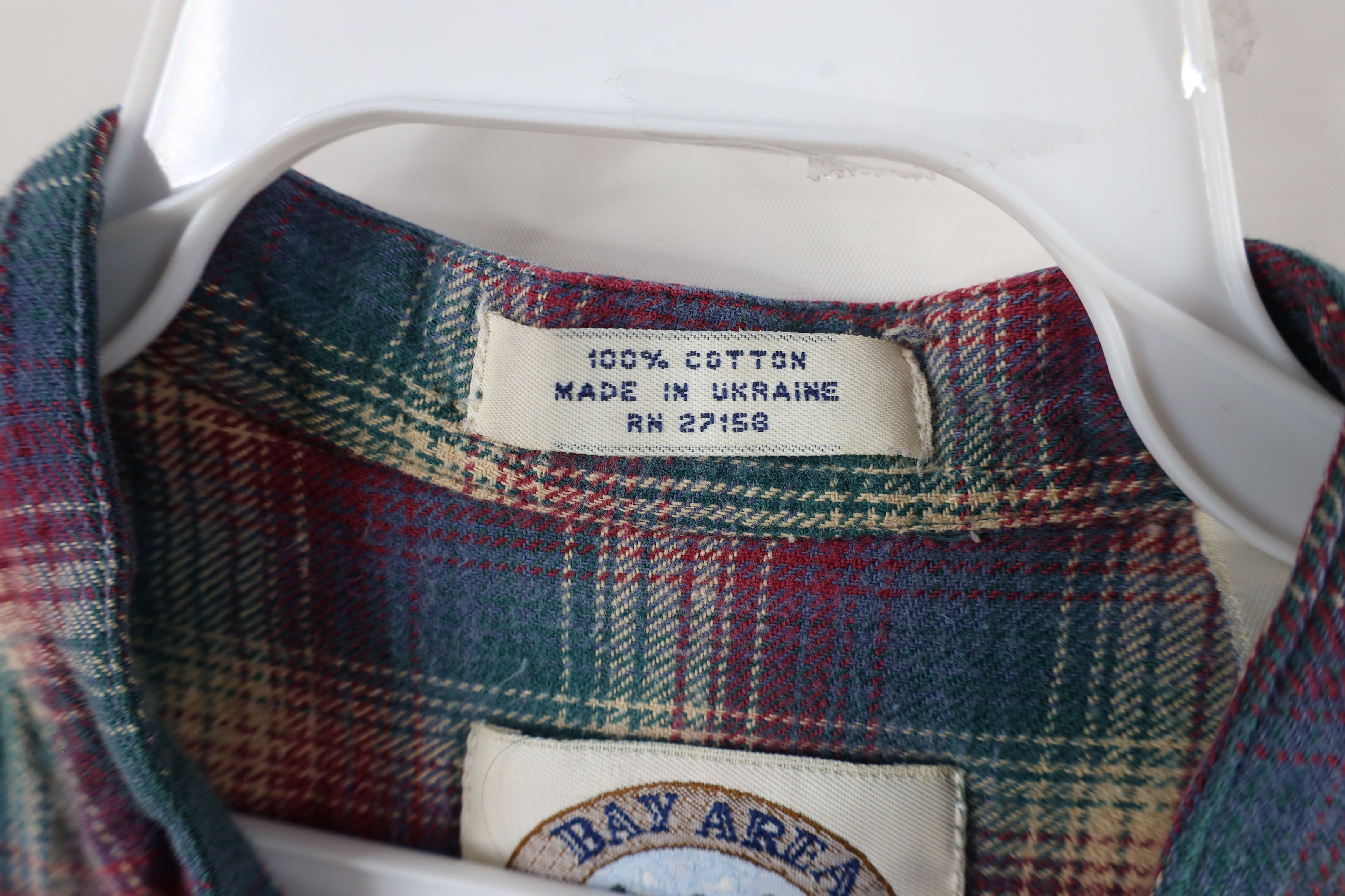 Vintage Vintage 90s Streetwear Flannel Band Collar Button Shirt Size US L / EU 52-54 / 3 - 9 Thumbnail