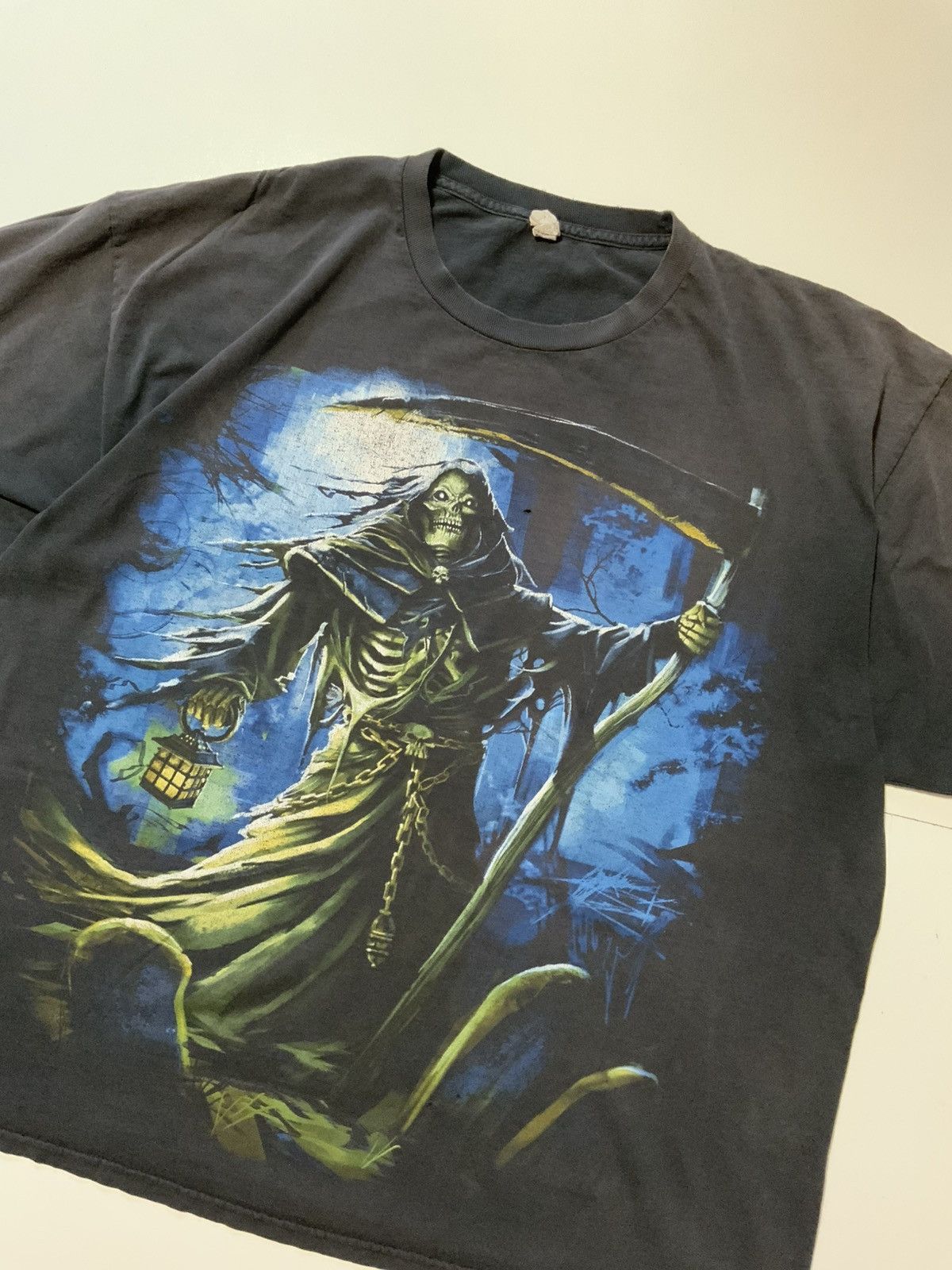 Alstyle Vintage Y2K Grim Reaper Death Skull Skeleton Scythe T-Shirt Size US XXL / EU 58 / 5 - 3 Thumbnail