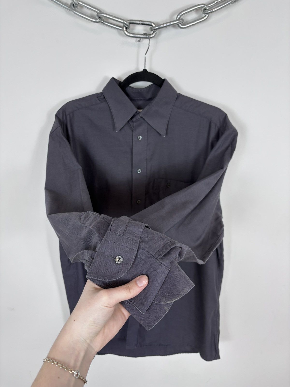 Eton Eton Elastar Vintage Men’s Navy Grey Button Up Shirt Size US XL / EU 56 / 4 - 8 Thumbnail