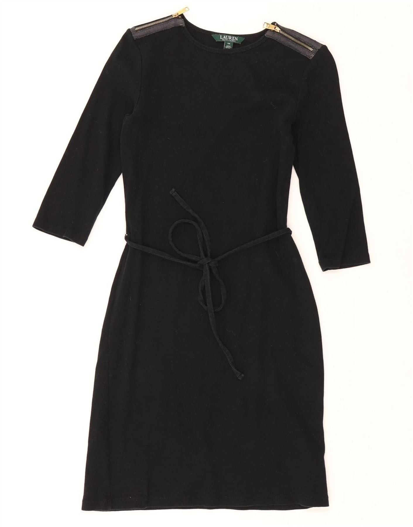 Ralph Lauren Womens 3/4 Sleeve Jumper Dress UK 6 XS Black Cotton Size XS / US 0-2 / IT 36-38 - 1 Thumbnail