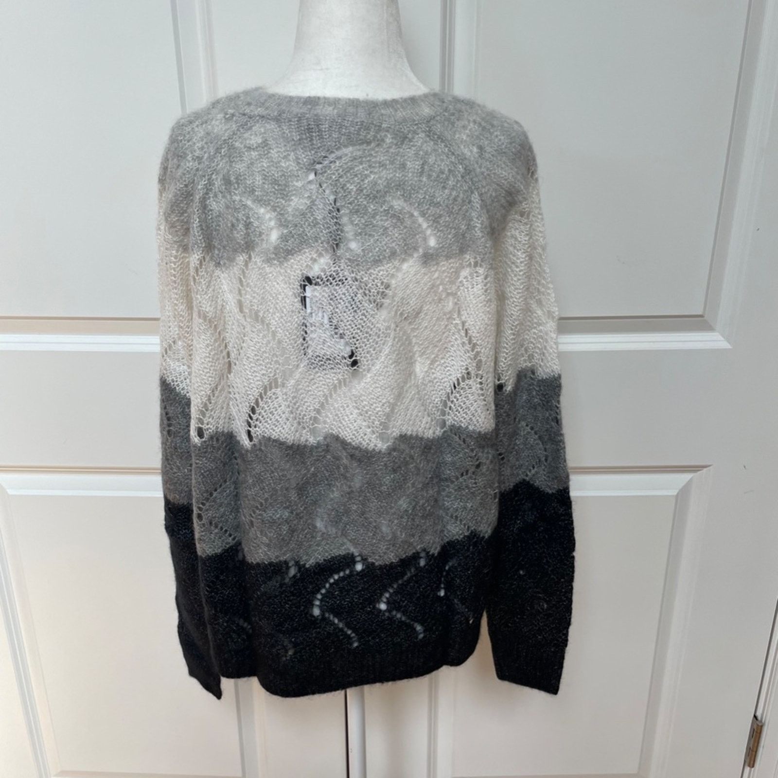Autumn Cashmere Striped Wave Stitch Cashmere/Silk Sweater - AUTUMN CASHMERE Size L / US 10 / IT 46 - 7 Thumbnail