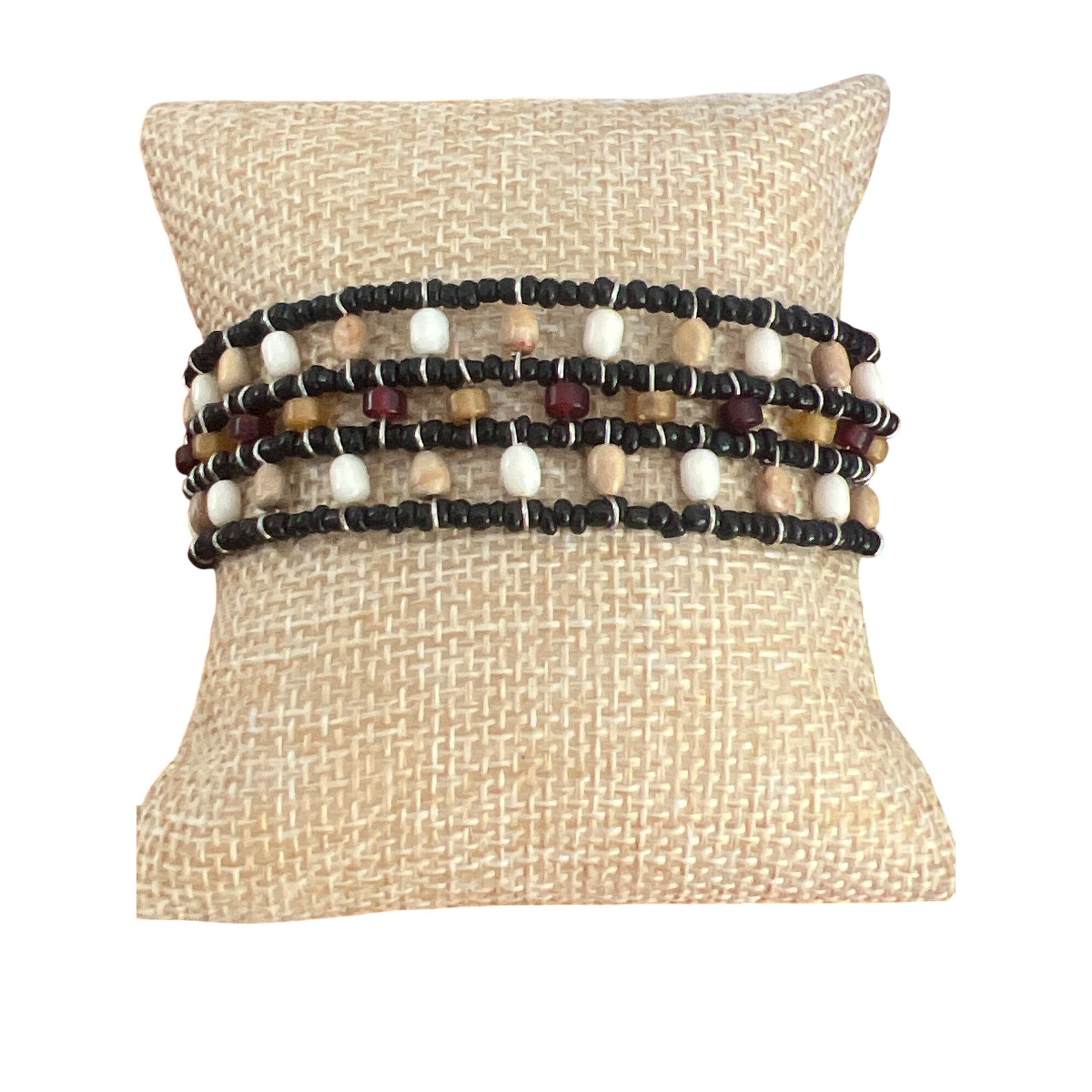 Other Bohemian Multi-Strand Beaded Bracelet Seed Bead Cuff Black B Size ONE SIZE - 1 Thumbnail