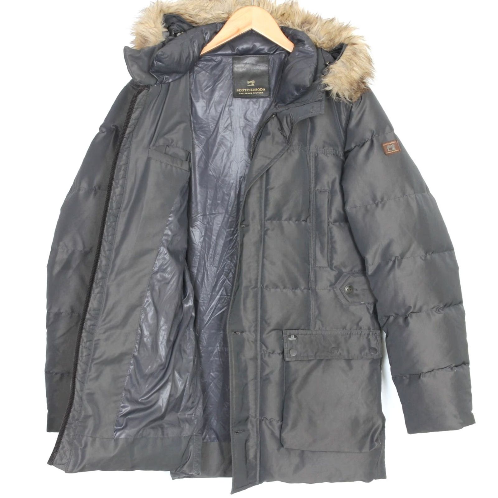 Scotch & Soda SCOTCH & SODA Jacket Mens Fur Hooded Down Parka M Grey Size US M / EU 48-50 / 2 - 2 Thumbnail
