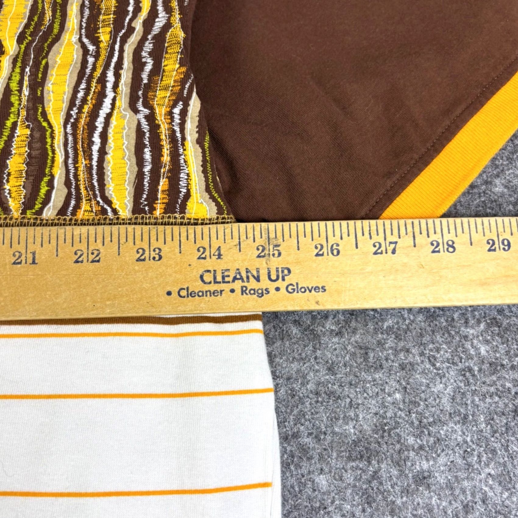 Vintage Godbody Denimtechnology Polo Shirt XL Brown Yellow Geometric Striped Cotton Mens Size US XL / EU 56 / 4 - 4 Thumbnail