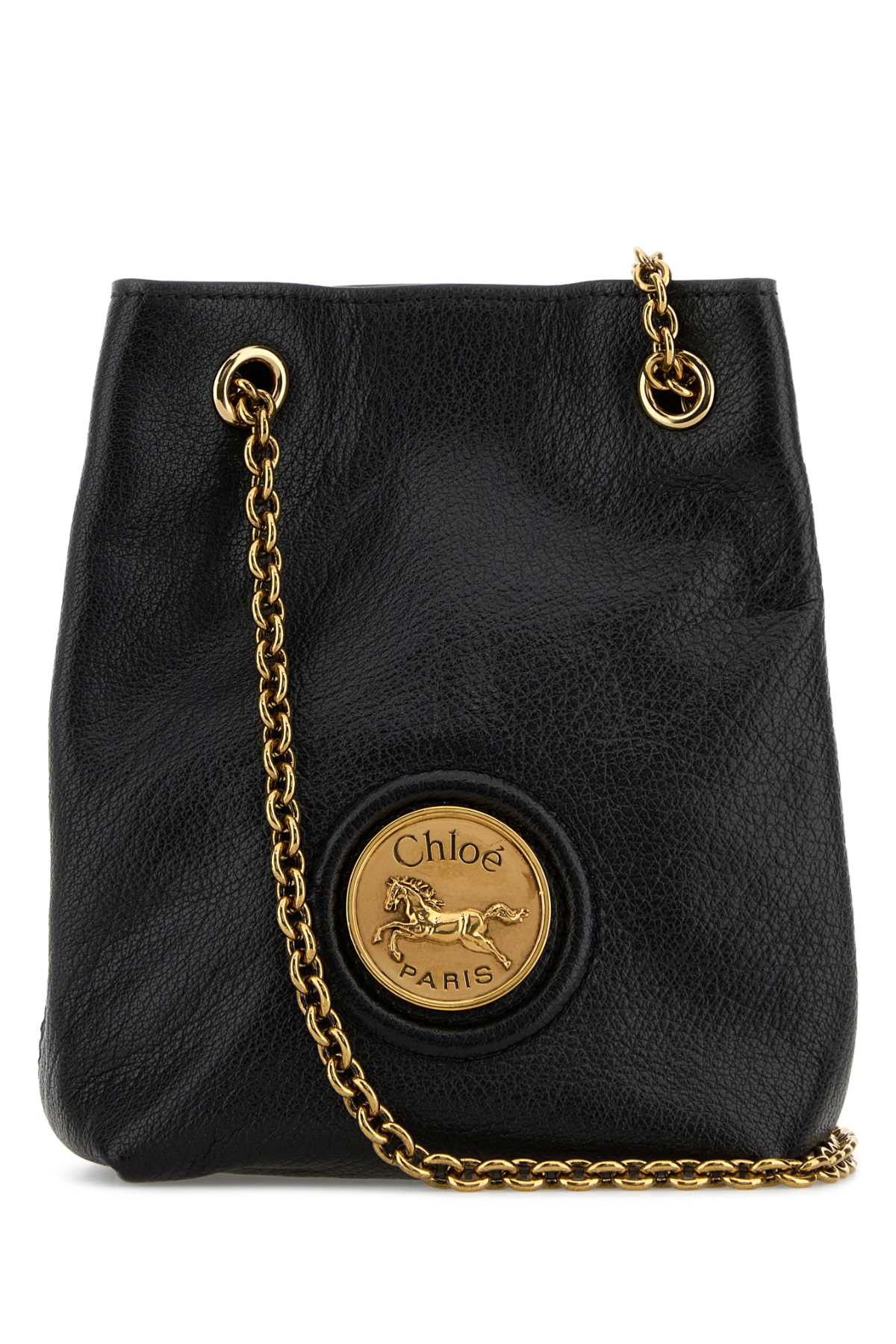 Chloe Black Leather Horse Medal Bucket Bag Size ONE SIZE - 1 Thumbnail