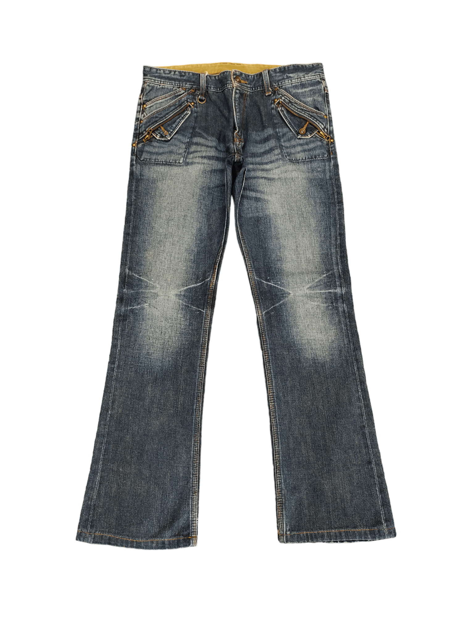 If Six Was Nine Flare Jeans Semantic Design Clawmark Faded Denim Bootcut Y2k Size US 32 / EU 48 - 2 Thumbnail