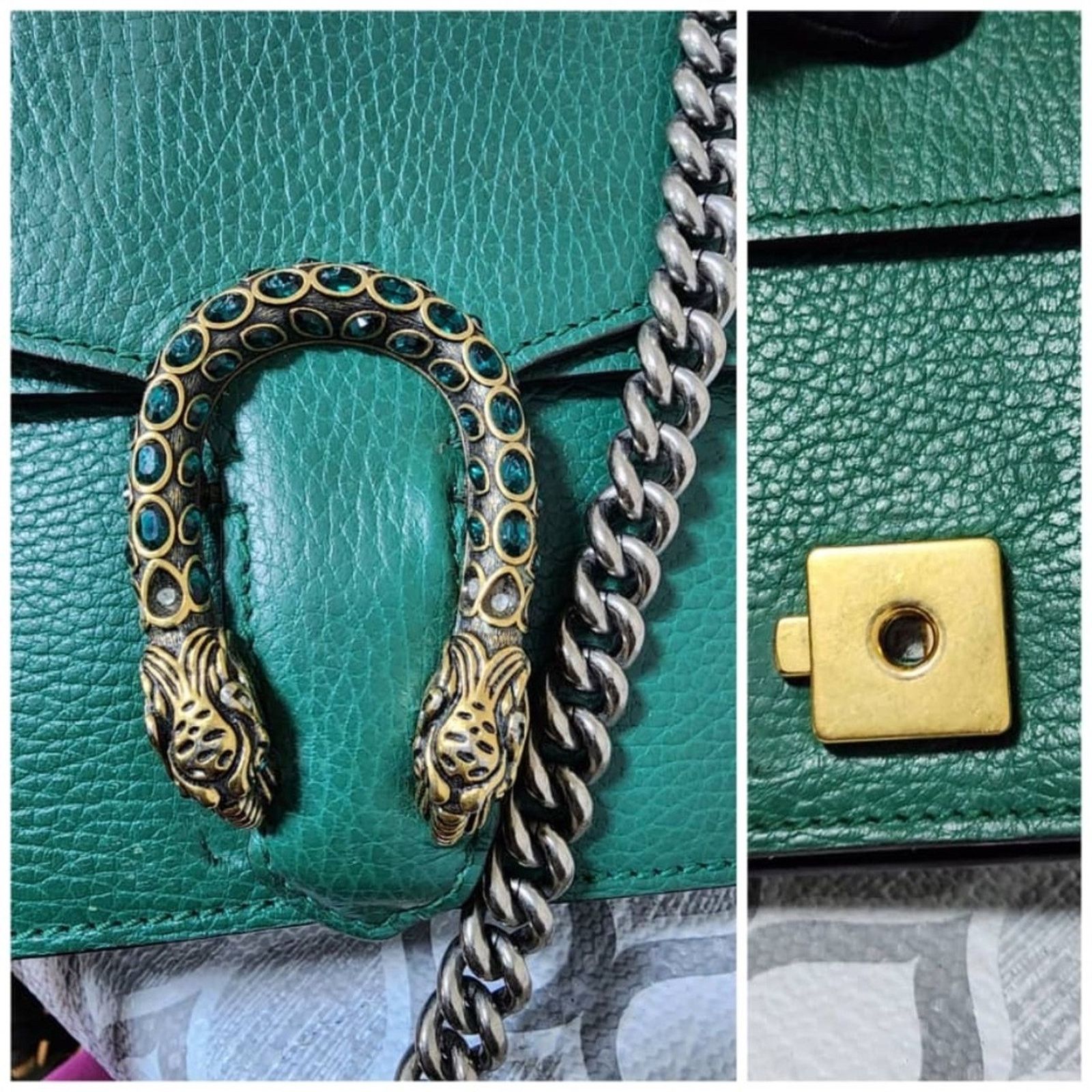 Gucci Authentic Gucci Small Leather Dionysus Crossbody Bag Green Size ONE SIZE - 4 Thumbnail