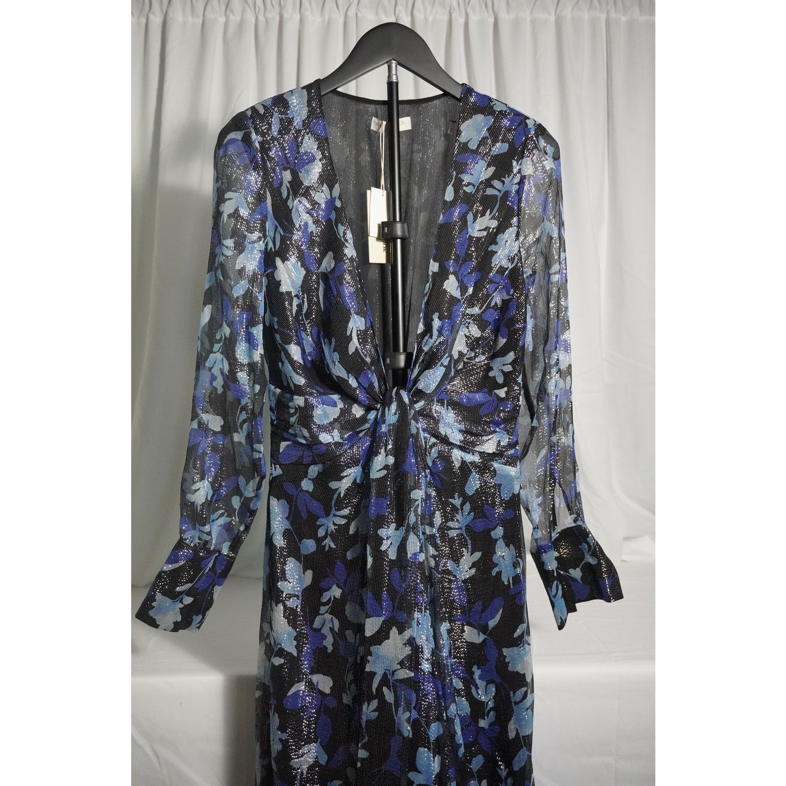 Ramy Brook Ramy Brook Willow Dress Floral Metallic TieFront Long Sleeve Size S / US 4 / IT 40 - 1 Thumbnail