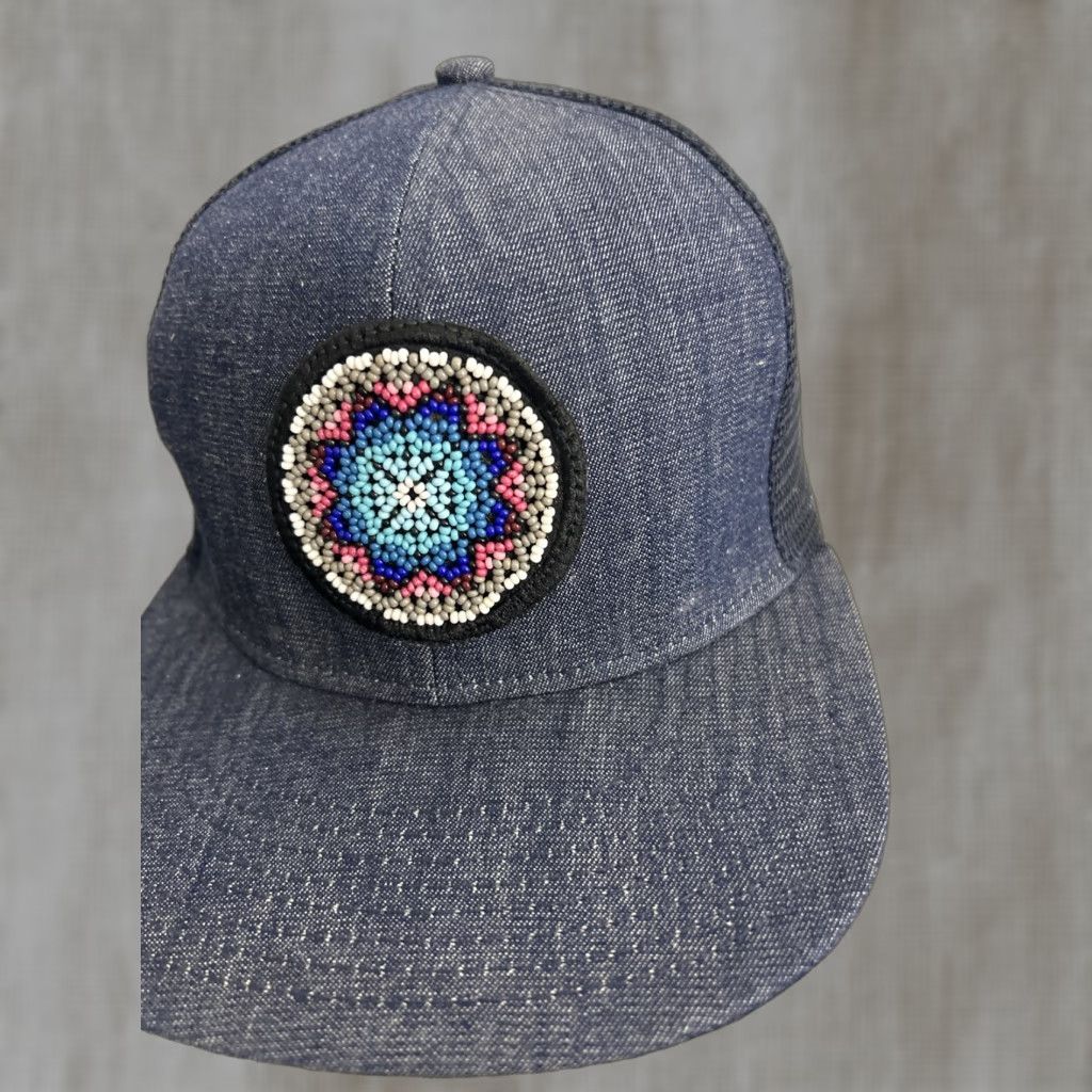 Denime VINTAGE Denim Trucker Hat Beaded South West Adjustable Womens Blue Size ONE SIZE - 1 Thumbnail