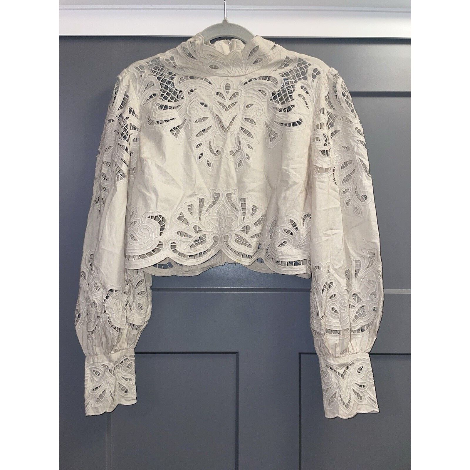 INTERMIX INTERMIX Jasmine Organic Cotton Detailed Lace Cuff Blouse 6 Size M / US 6-8 / IT 42-44 - 5 Thumbnail