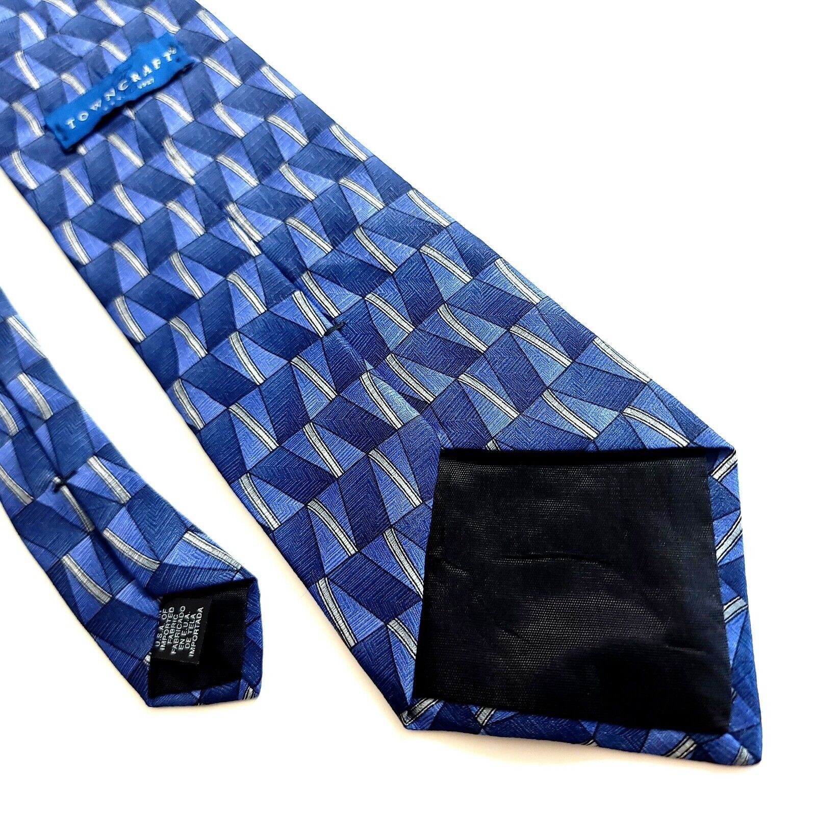 Towncraft Towncraft Blue Geometric Abstract Print Wide Polyester Tie Size ONE SIZE - 6 Thumbnail