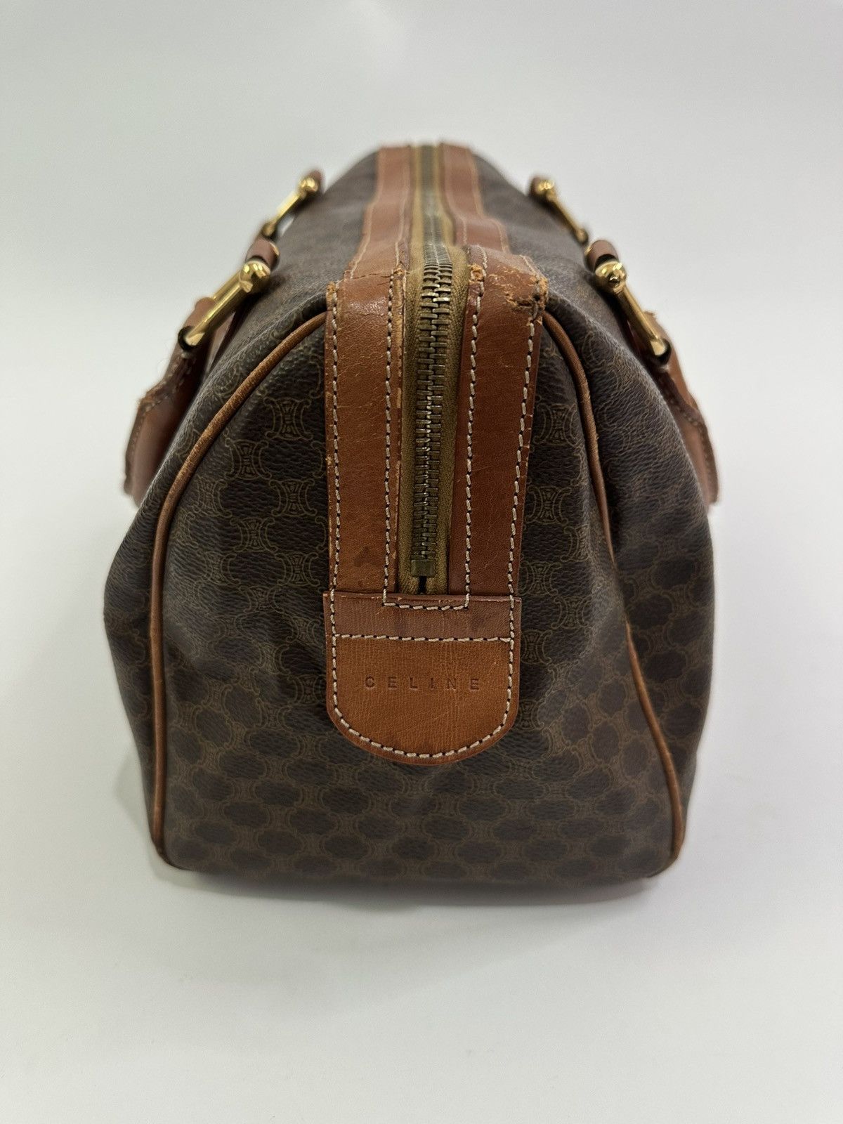 Celine × Vintage Céline Brown Macadam Coated Canvas Boston Bag Size ONE SIZE - 7 Thumbnail