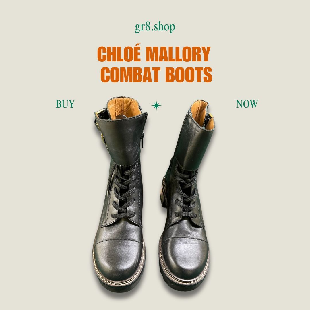 Chloe Chloé Mallory Black Leather Combat Boots Size 8 With Side Zi Size US 8 / IT 38 - 1 Thumbnail