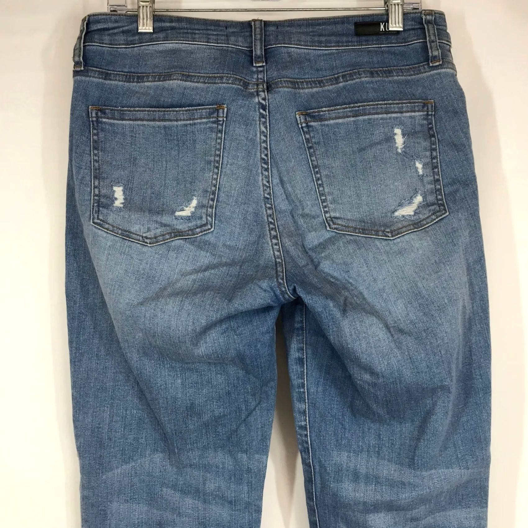Vintage KUT from the Kloth Jeans Womens 8 Blue Catherine High Rise Boyfriend Distressed Button Fly Size 30" / US 8 / IT 44 - 5 Thumbnail