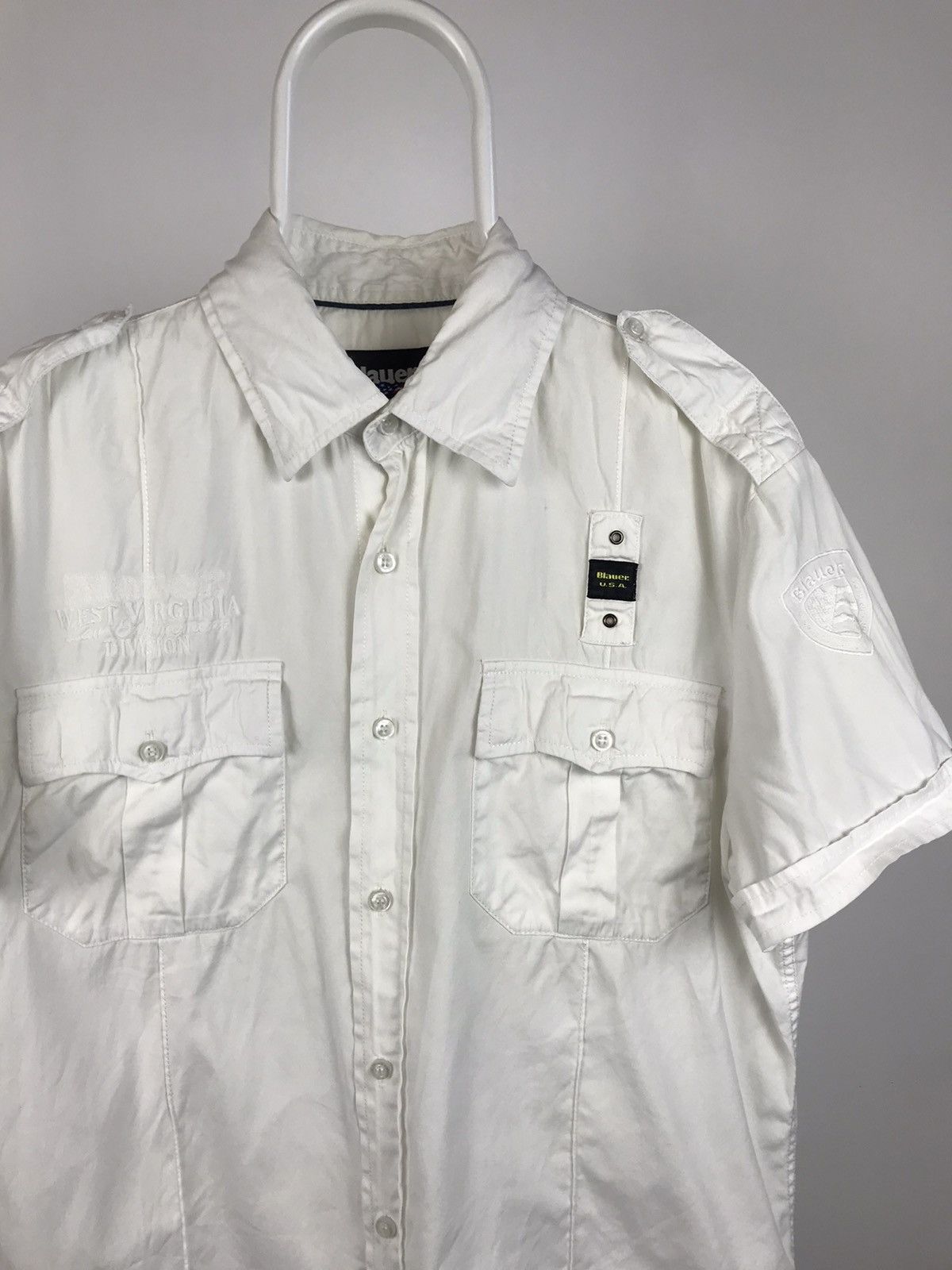 Vintage Vintage Blauer USA Military Style White Shirt Size US L / EU 52-54 / 3 - 2 Thumbnail