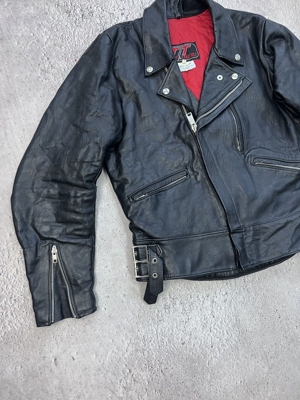 Harley Davidson VINTAGE WESTERN BIKER MOTO STYLE AVANT GARDE LEATHER JACKET Size US M / EU 48-50 / 2 - 4 Thumbnail