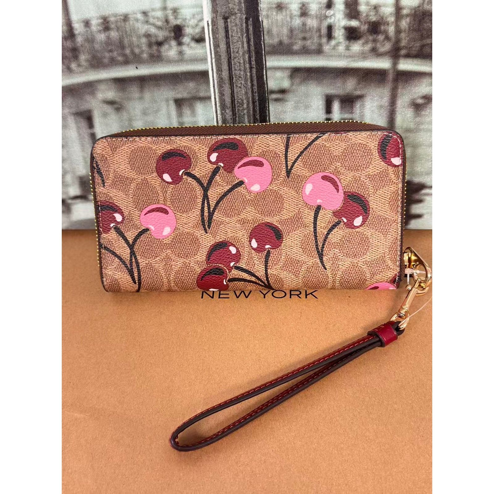 Coach Coach CZ328 Long Zip Around Wallet In Sig With Cherry Print Size ONE SIZE - 2 Thumbnail