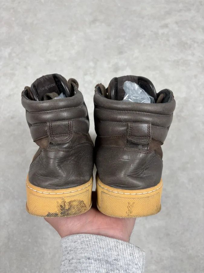 Yves Saint Laurent FW2002 Yves Saint Laurent Brown Leather High Sneakers Size US 8 / EU 41 - 6 Thumbnail