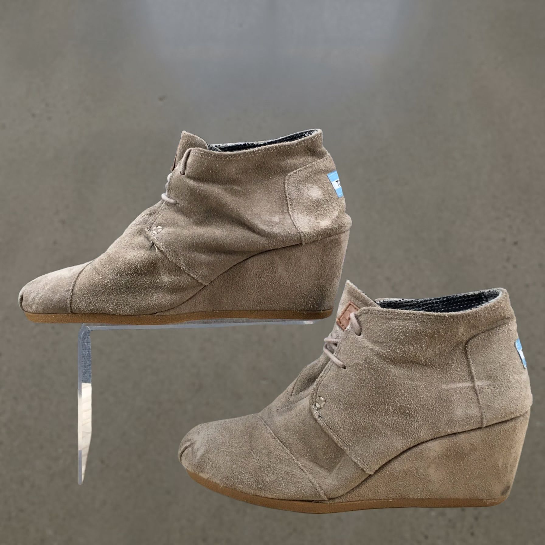 Toms TOMS Boots Womens 7.5 Lace Up Desert Wedge Ankle Bootie Brown Suede 300512 Size US 8 / IT 38 - 1 Thumbnail
