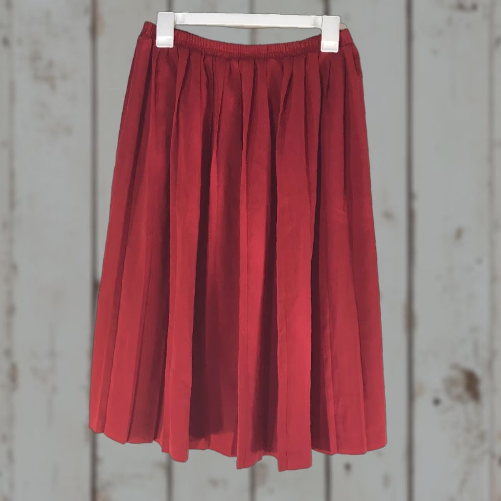 Vintage VINTAGE Leslie Fay Skirt Midi Pleated Knit Red 14 Petite Women’s Elastic Pull-On 26in Waist Size 36" / US 14 / IT 50 - 1 Thumbnail